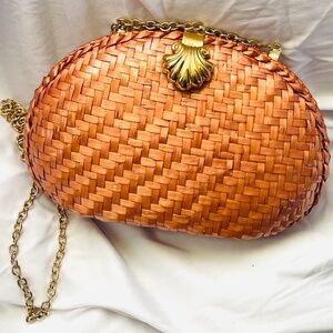 Vanessa Style Wicker Straw Clutch Crossbody Purse
